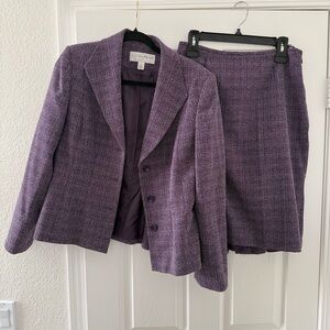 Sag Harbor 2 pc Purple Tweed Suit Set jacket and skirt
